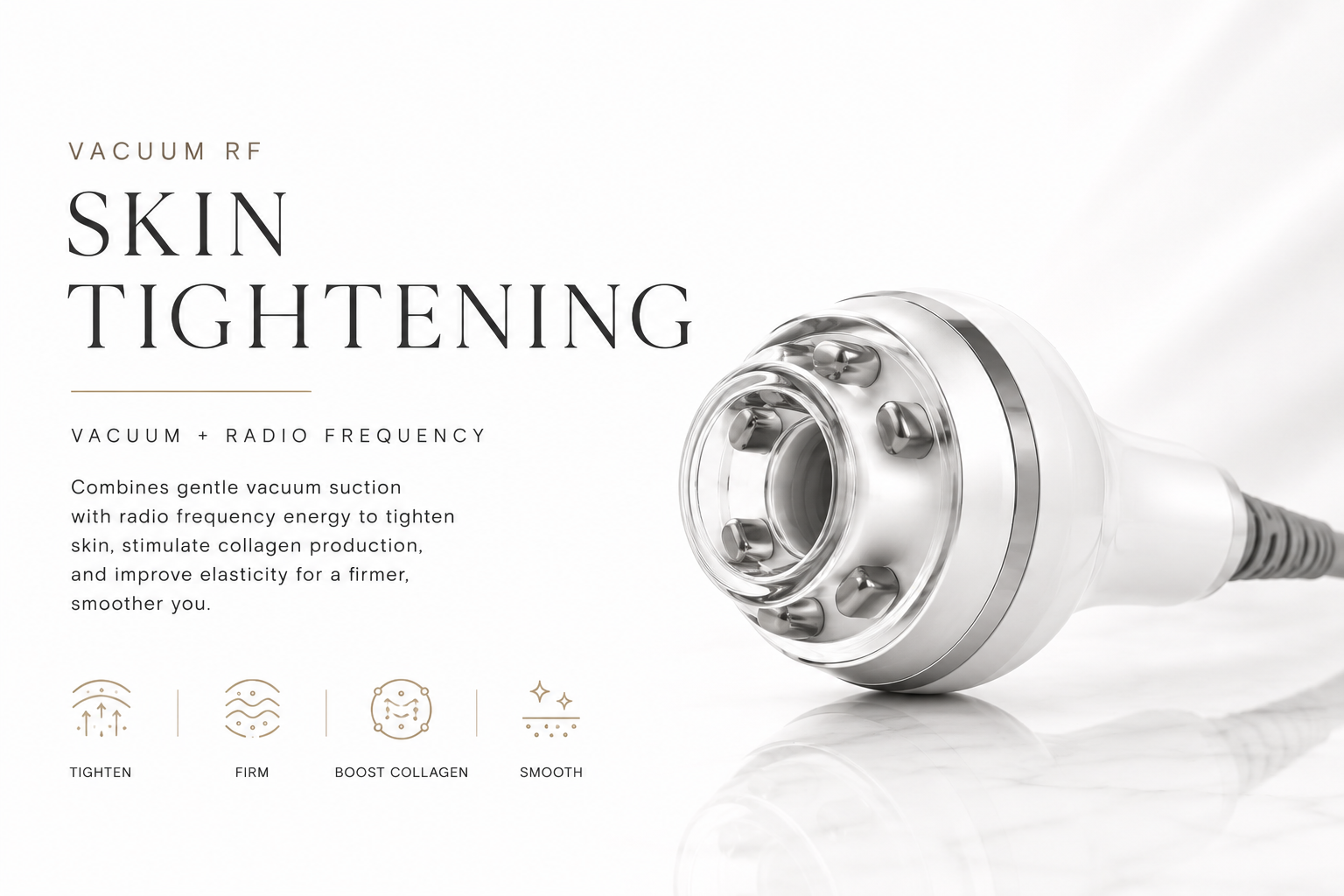 Vacuum radiofrequency skin tightening handpiece