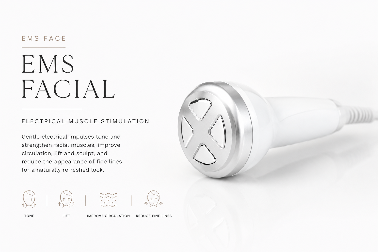 EMS facial handpiece — electrical muscle stimulation applicator