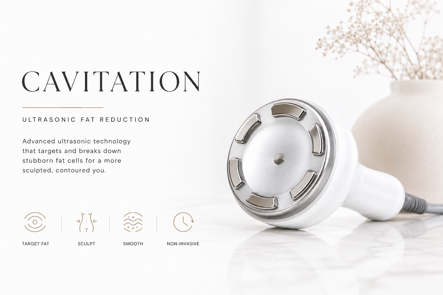Cavitation handpiece — ultrasonic fat reduction treatment applicator
